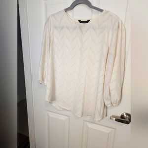 Investments Cream Chevron Print Blouse